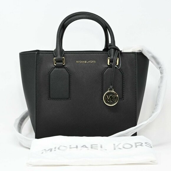 Michael Kors Selby Med--Large Black Genuine Leather Satchel Removable Crossbody - Picture 1 of 15